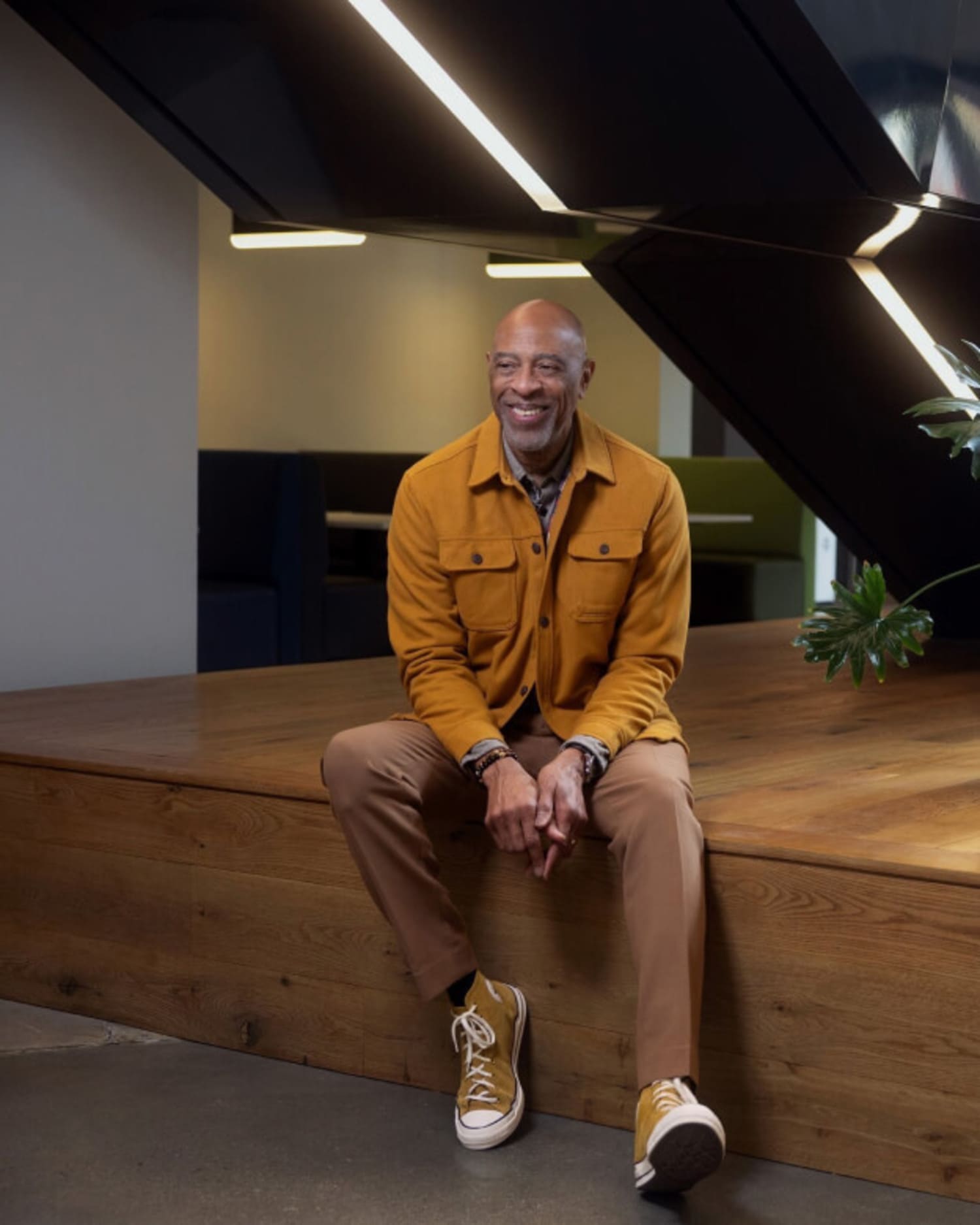 Portrait of adult male working from home at night